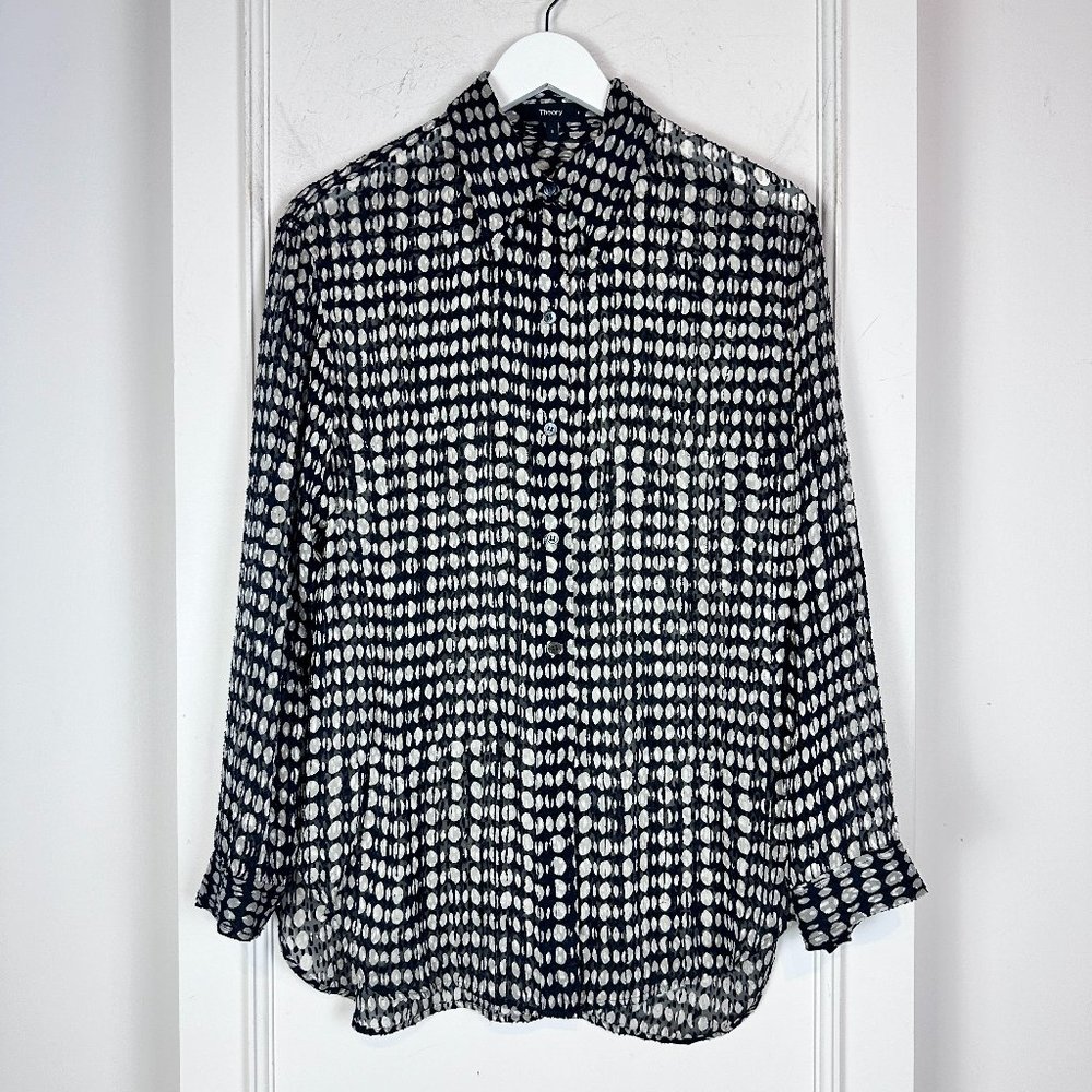 Theory Weekender Black-Multi Broken Oval Buttoned Shirt